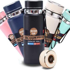 Stainless Steel Water Bottle, Double Walled & Vacuum Insulated,1000ml with temp